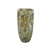 Green Glass Vase Brown Dotted Pattern Small