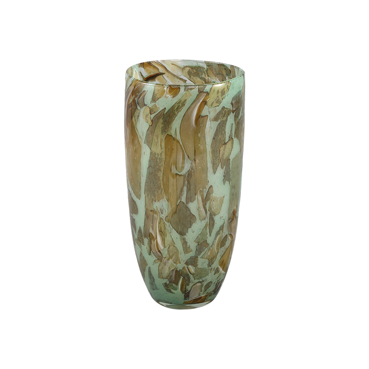 Green Glass Vase Brown Dotted Pattern Small