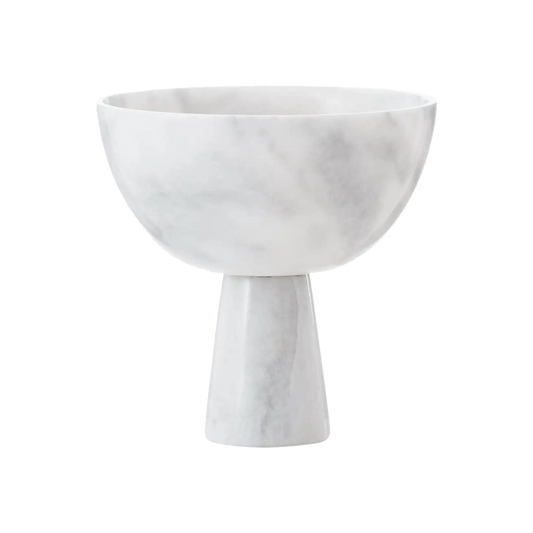 Large White Marble Pedestal Bowl
