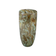 Green Glass Vase Brown Dotted Pattern Large