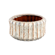 Cream Ceramic Pot Ribbed Round Low