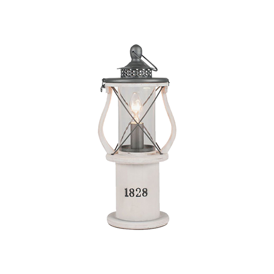 White Wood Lantern Table Lamp