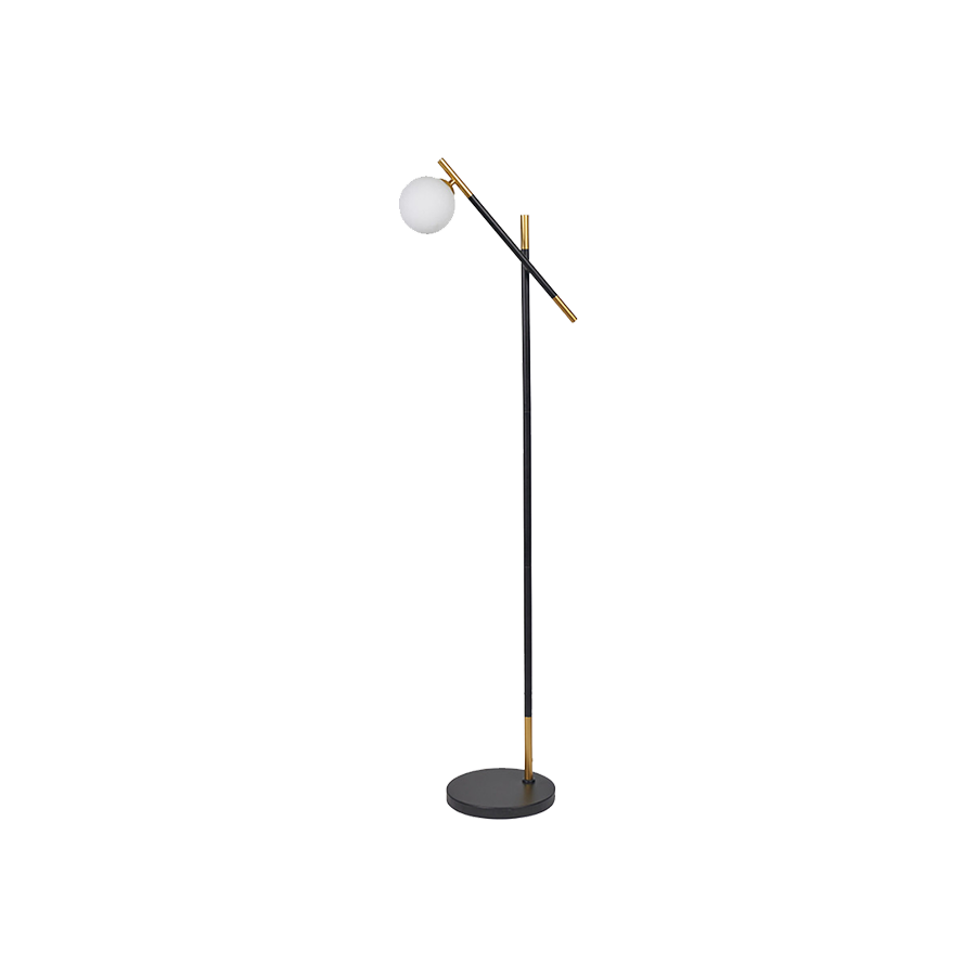 White Orb and Black Metal Floor Lamp