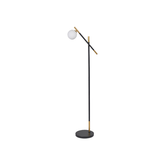 White Orb and Black Metal Floor Lamp