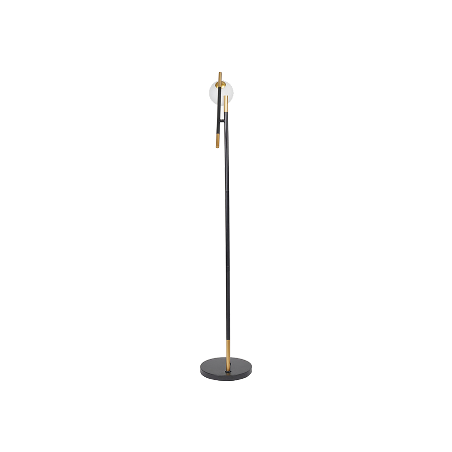 White Orb and Black Metal Floor Lamp