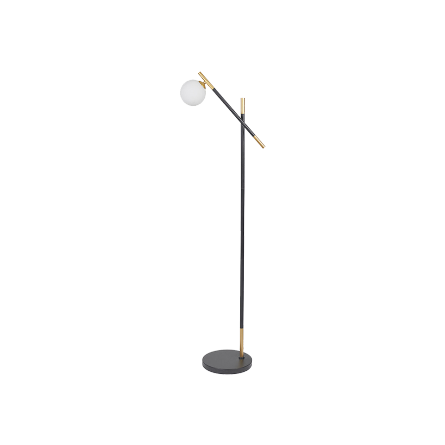 White Orb and Black Metal Floor Lamp