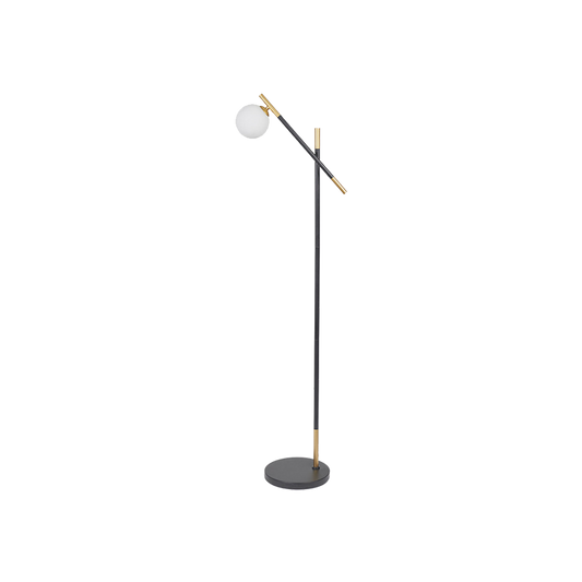 White Orb and Black Metal Floor Lamp