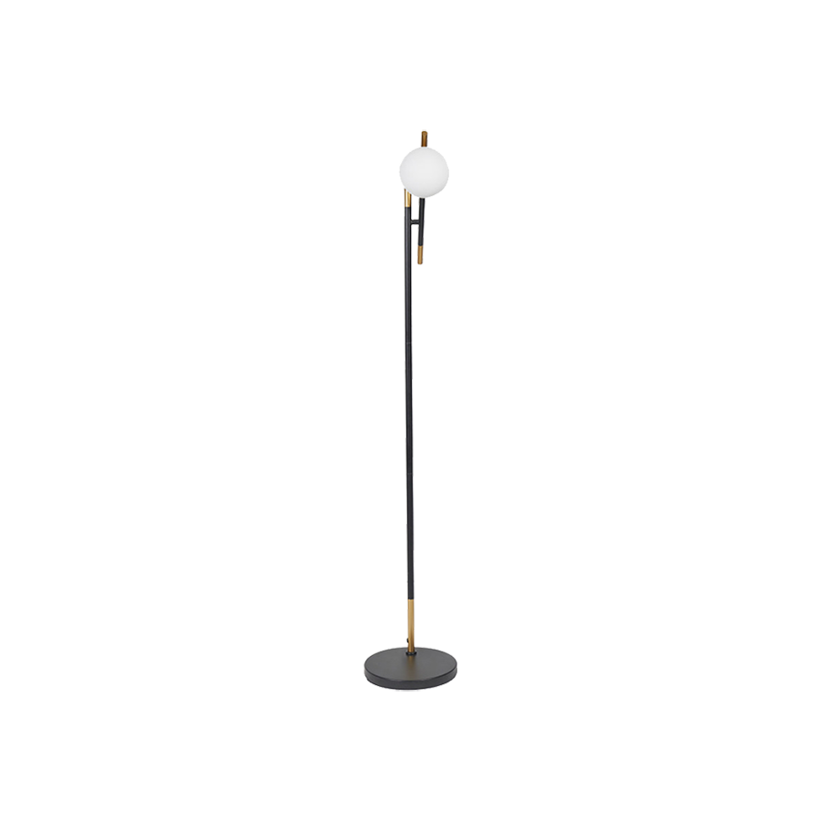 White Orb and Black Metal Floor Lamp