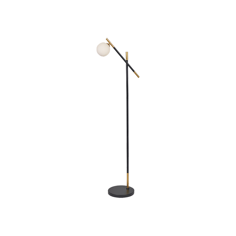 White Orb and Black Metal Floor Lamp