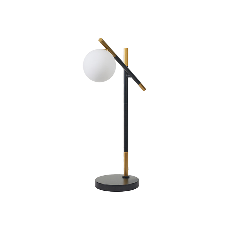 White Orb and Black Metal Table Lamp