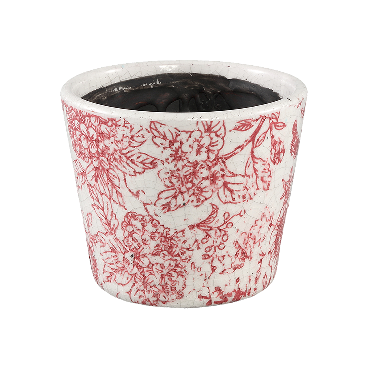 Red Terracotta Pot Round Flower Print Small