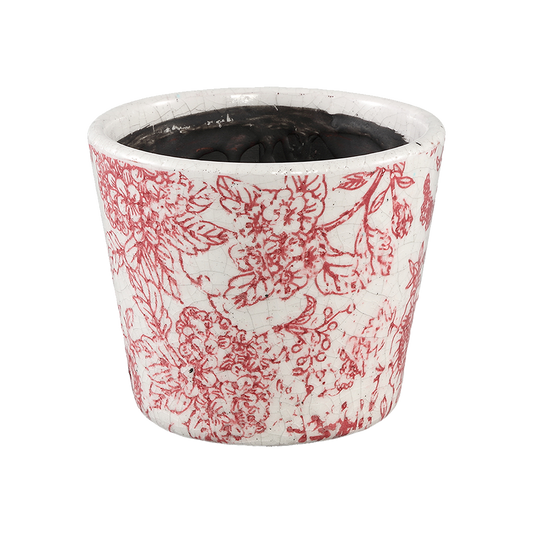 Red Terracotta Pot Round Flower Print Small