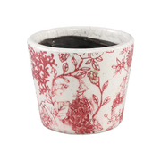 Red Terracotta Pot Round Flower Print Extra Small