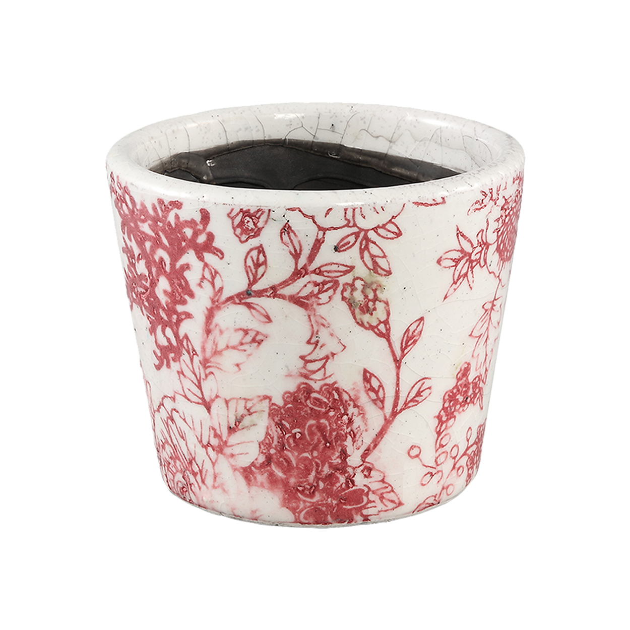 Red Terracotta Pot Round Flower Print Extra Small