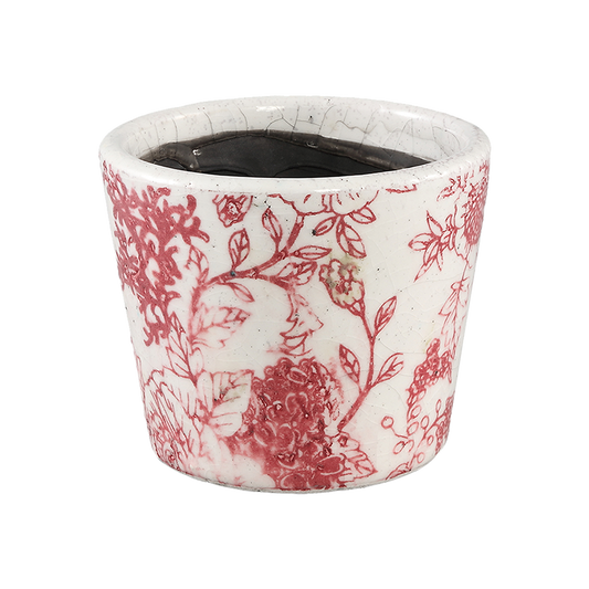 Red Terracotta Pot Round Flower Print Extra Small