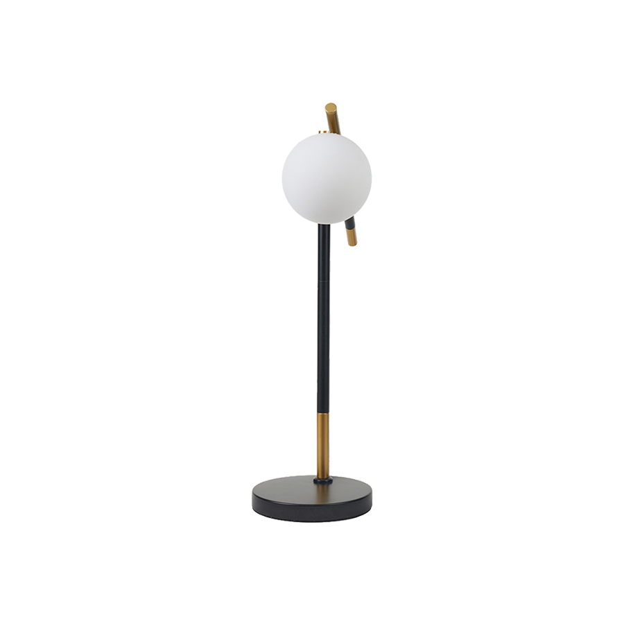 White Orb and Black Metal Table Lamp