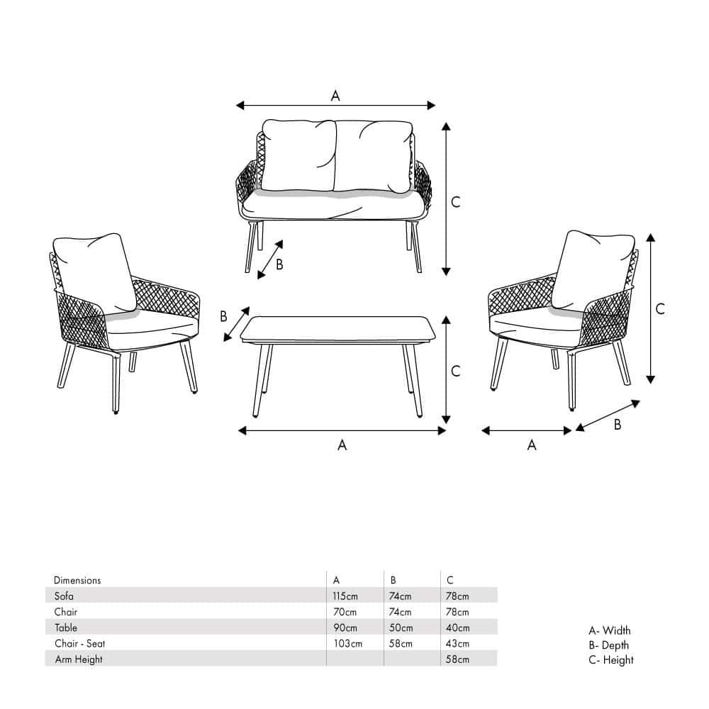 The Palmera 4 Piece set  | COLLECTION ONLY