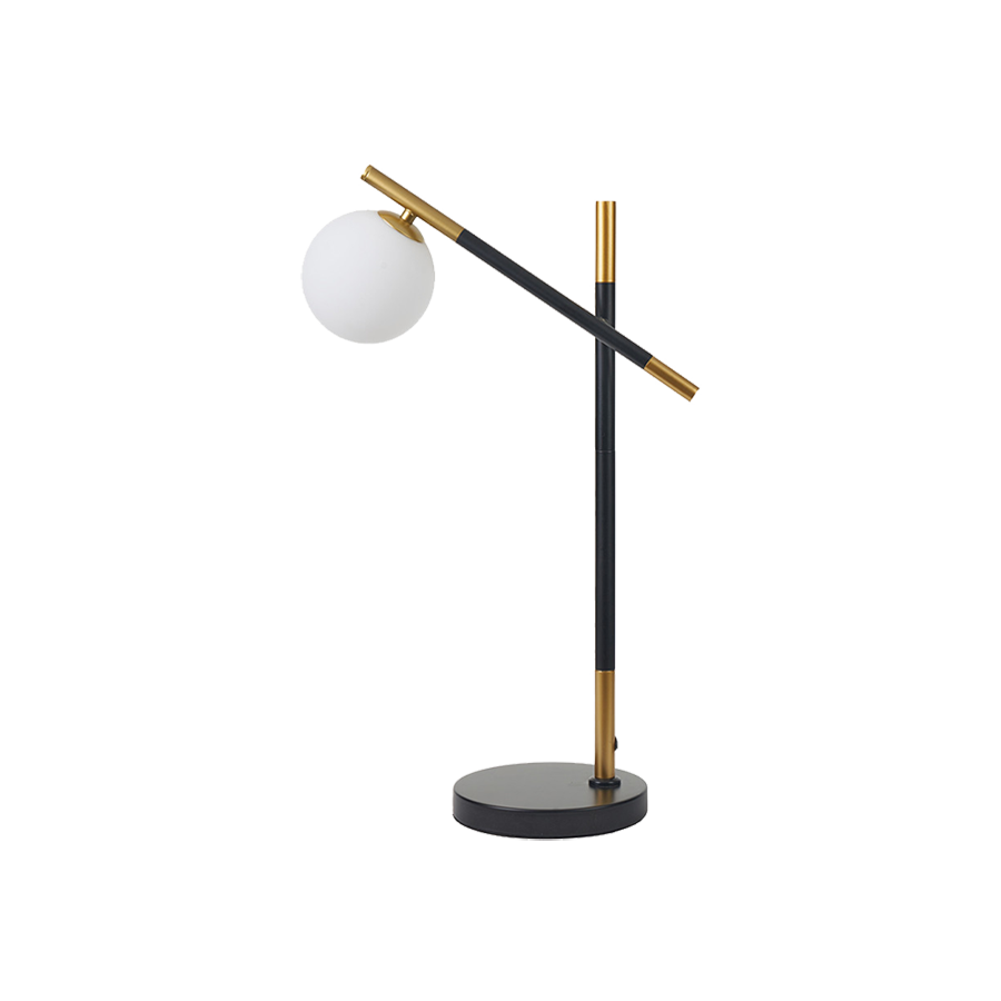 White Orb and Black Metal Table Lamp