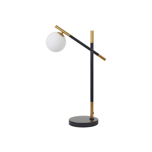 White Orb and Black Metal Table Lamp