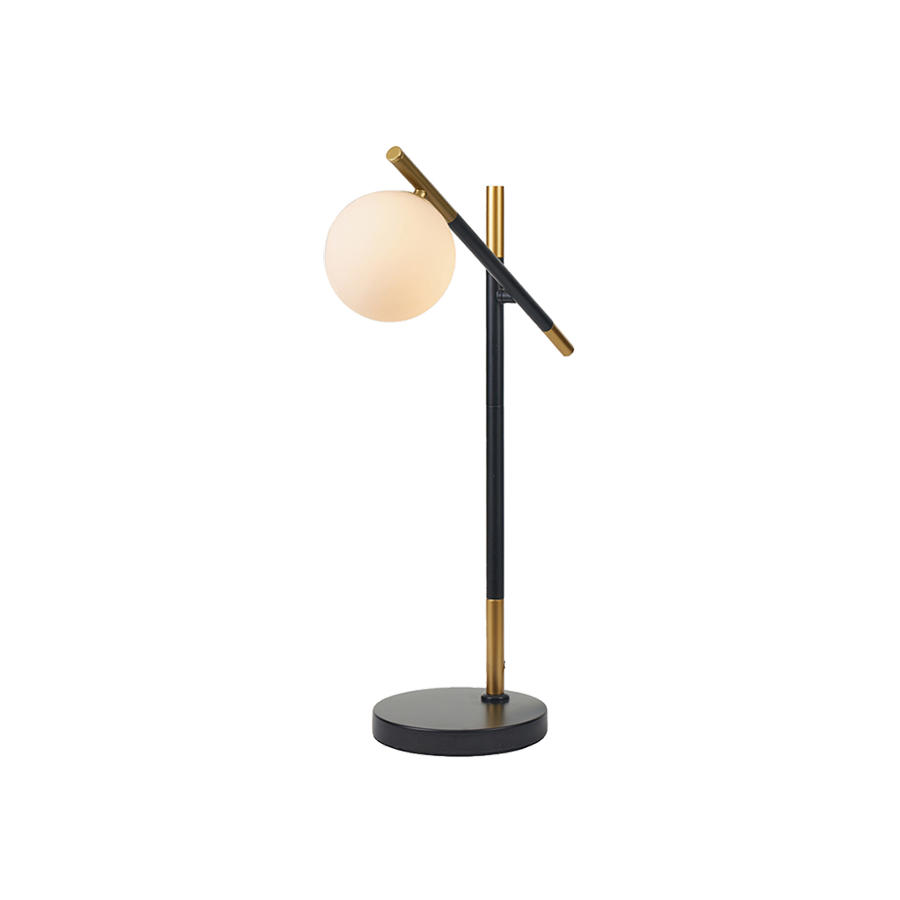 White Orb and Black Metal Table Lamp