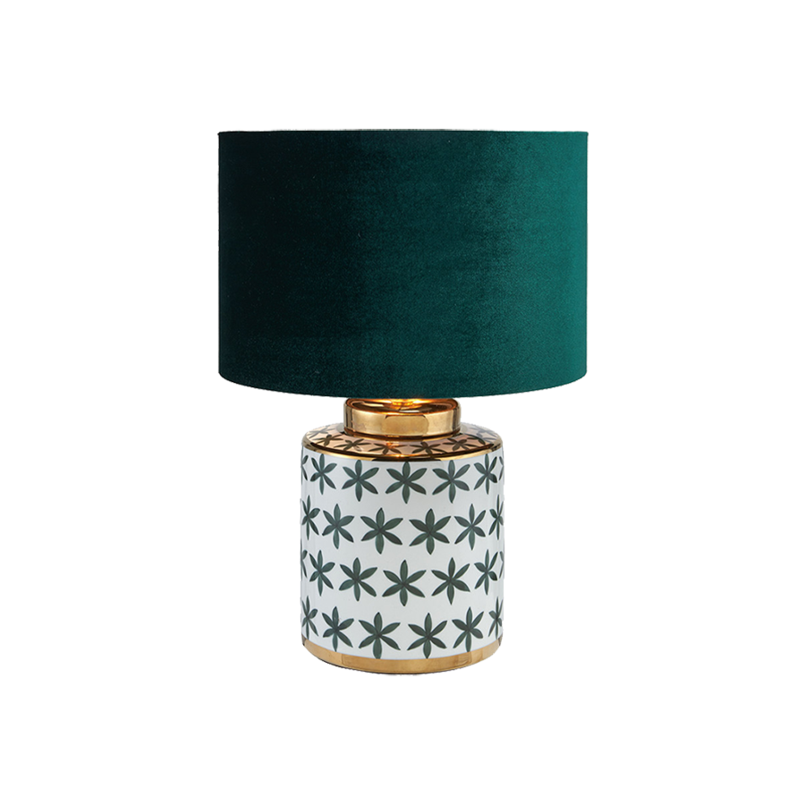 Green and Gold Leaf Ceramic Table Lamp
