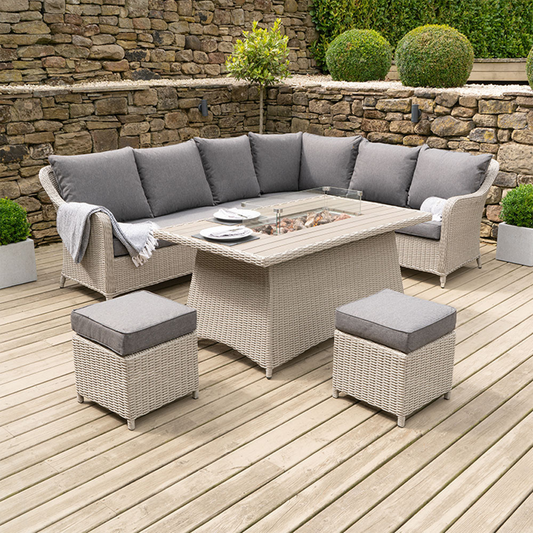 Barbuda Corner Set with Polywood Top and Fire Pit