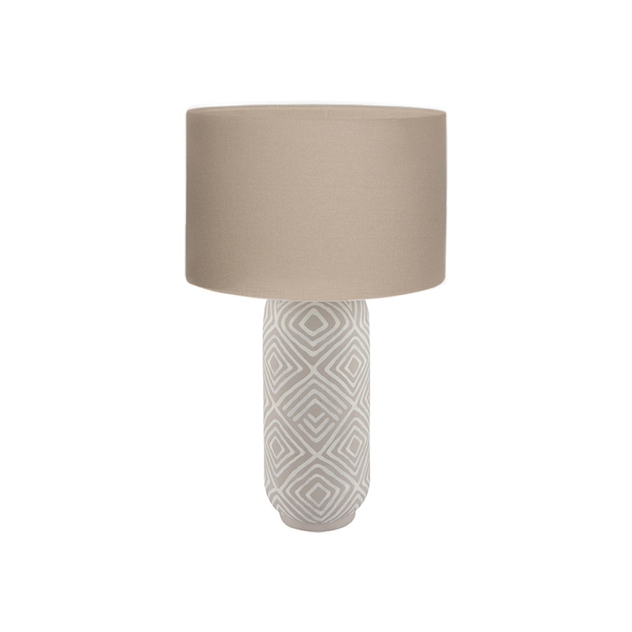 Tall Grey Patterned Small Stoneware Table Lamp