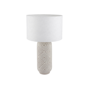 Tall Grey Patterned Small Stoneware Table Lamp