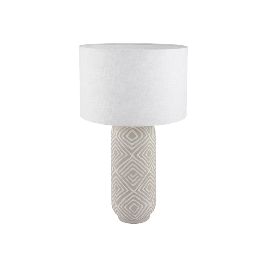 Tall Grey Patterned Small Stoneware Table Lamp