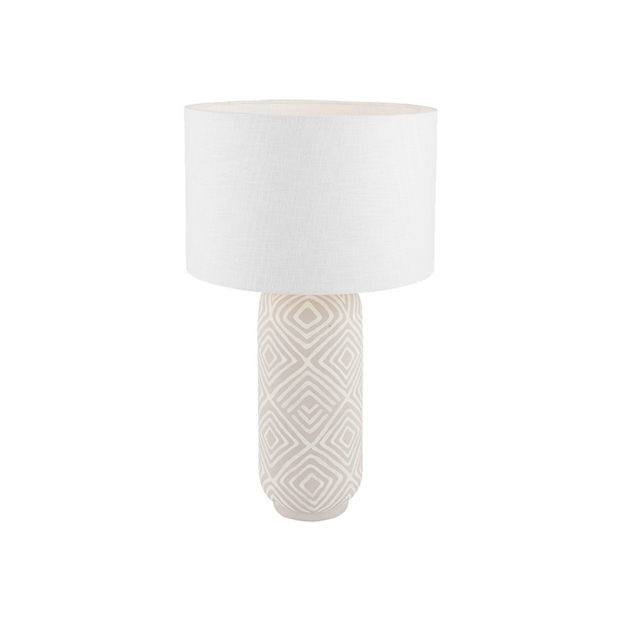 Tall Grey Patterned Small Stoneware Table Lamp