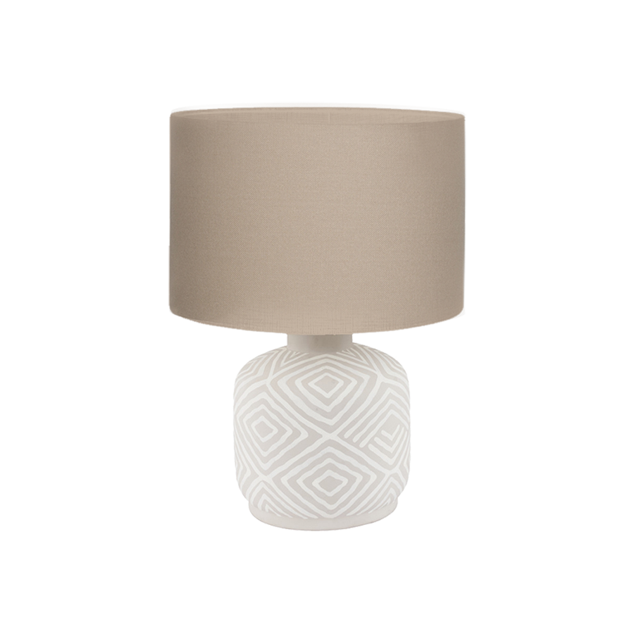 Small Grey Patterned Small Stoneware Table Lamp