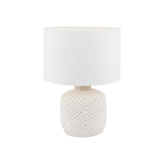 Small Grey Patterned Small Stoneware Table Lamp
