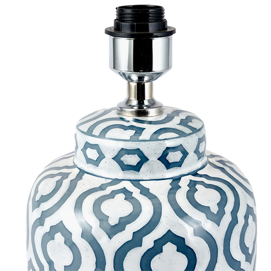 Grey and White Pattern Ceramic Table Lamp