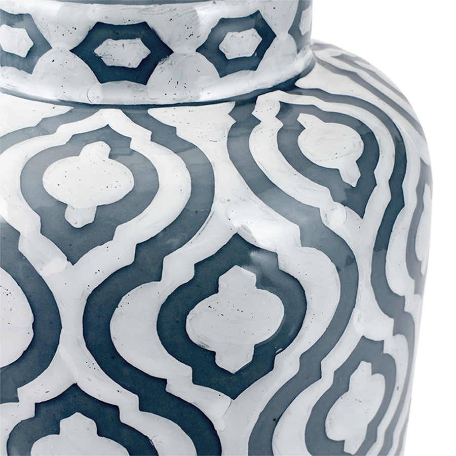 Grey and White Pattern Ceramic Table Lamp