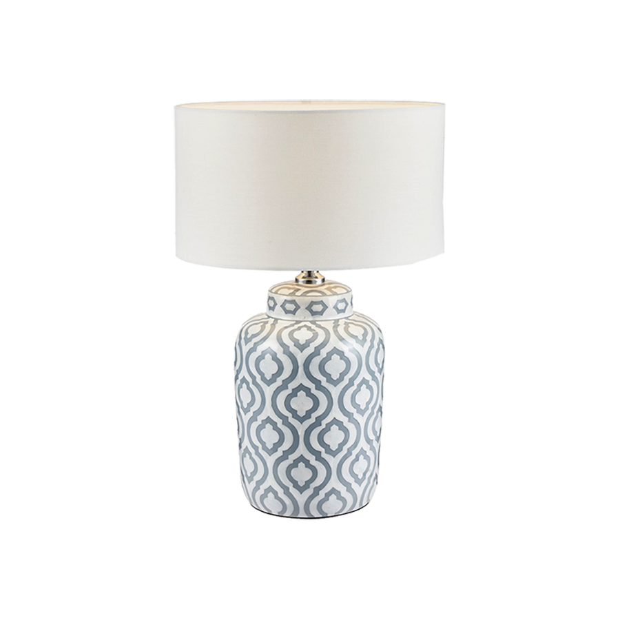 Grey and White Pattern Ceramic Table Lamp