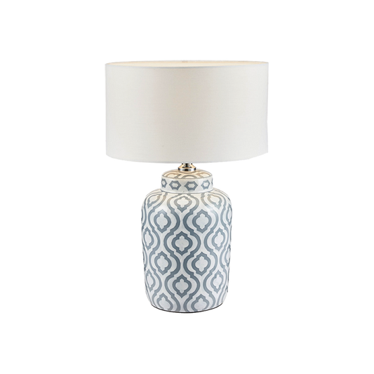 Grey and White Pattern Ceramic Table Lamp
