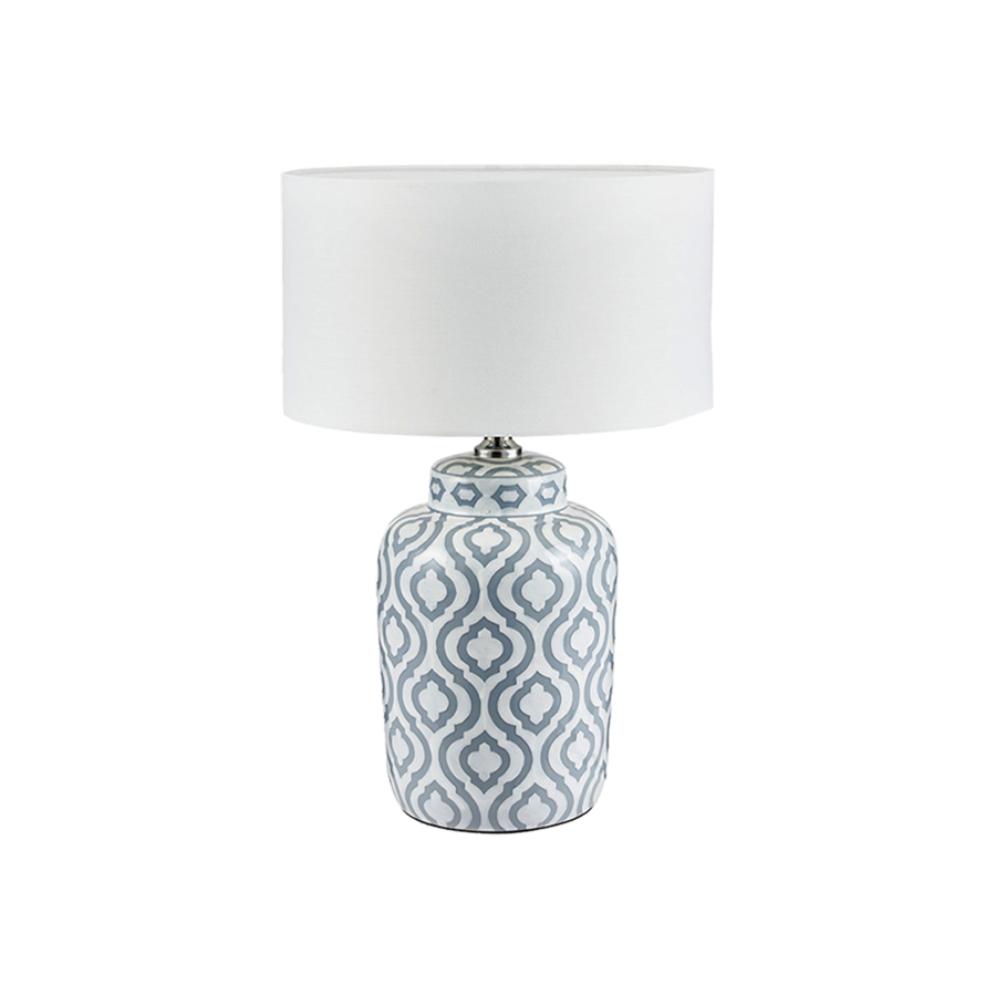 Grey and White Pattern Ceramic Table Lamp