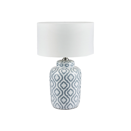 Grey and White Pattern Ceramic Table Lamp