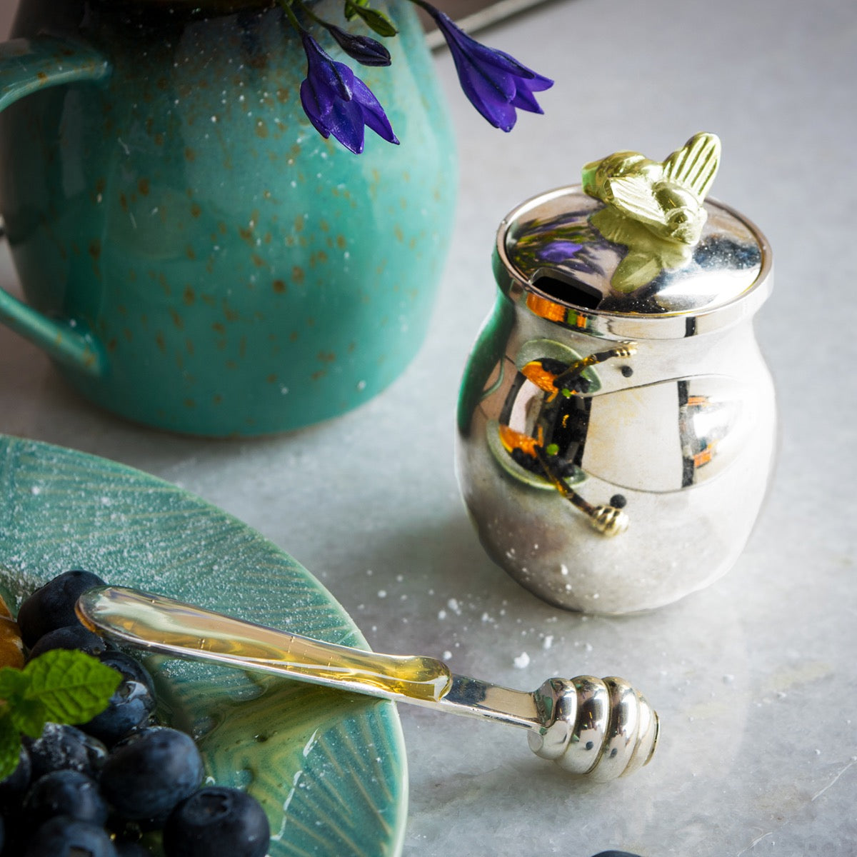 Bee Honey Pot and Drizzler