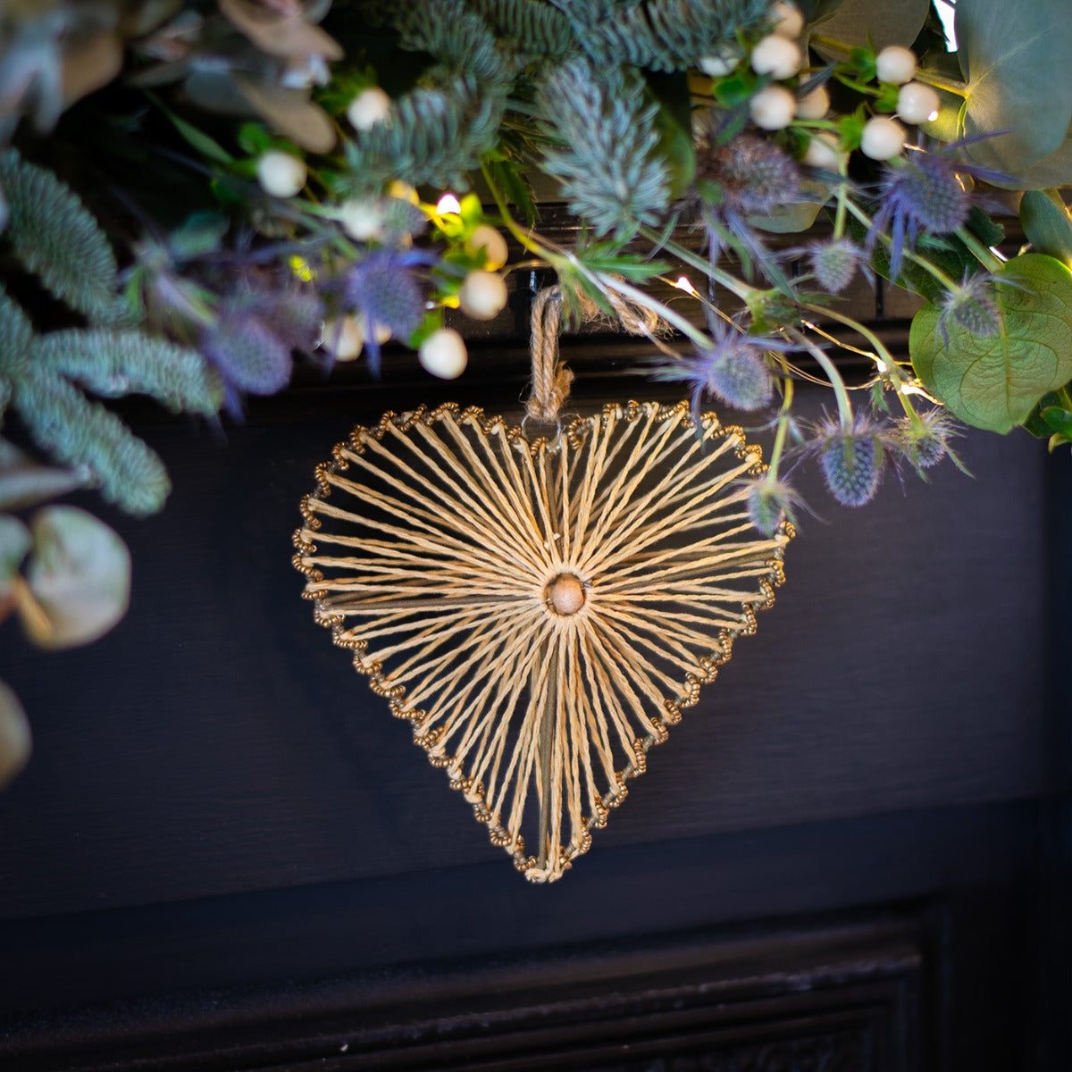 Raffia Heart Hanging Decoration