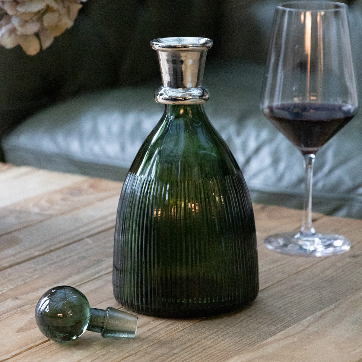 Emerald Glass Port Decanter with Stopper