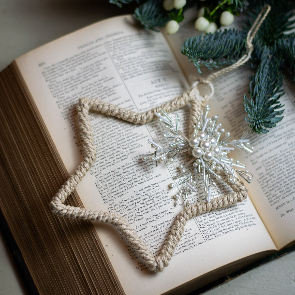 Jute Hanging Star with Beaded Flower Decoration – Stevensons Home