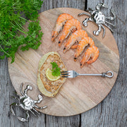 Round Wooden Serving Board with Crab Design