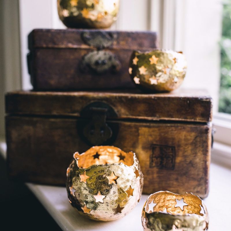 Gold Starry Tea Light Holder