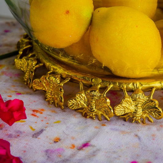 Bee Stand and Glass Bowl Gold