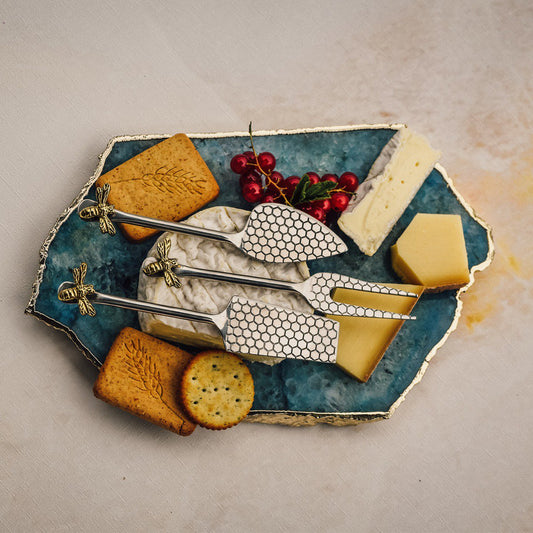 Set of 3 Honeycomb Bee Cheese Knives