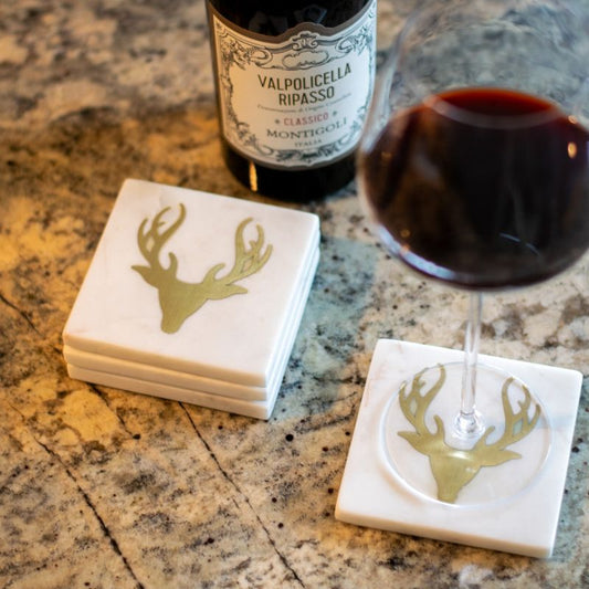 Set of 4 Marble Stag Coasters