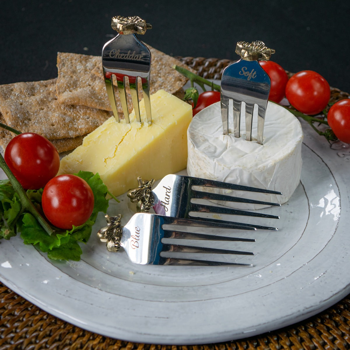Set Of 4 Bee Cheese Markers - Cheddar / Blue / Soft / Hard