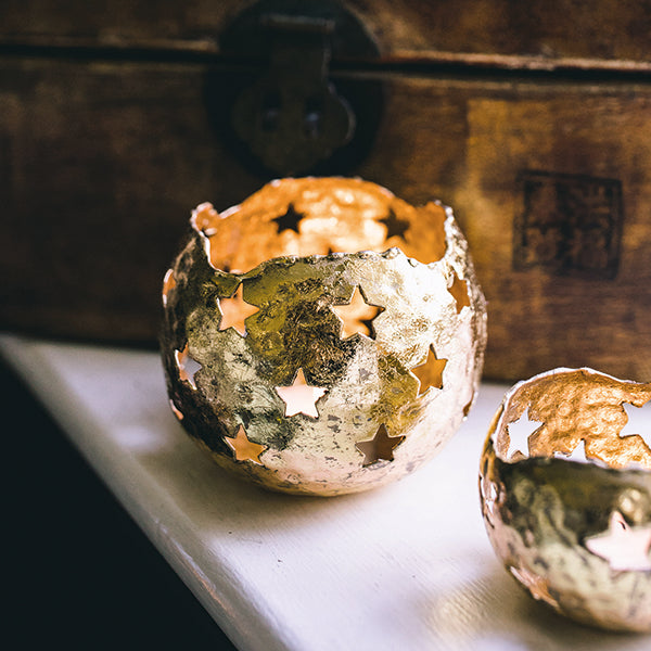 Gold Starry Tea Light Holder