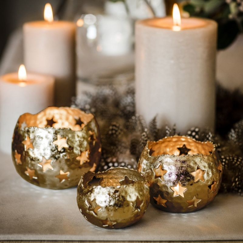 Gold Starry Tea Light Holder